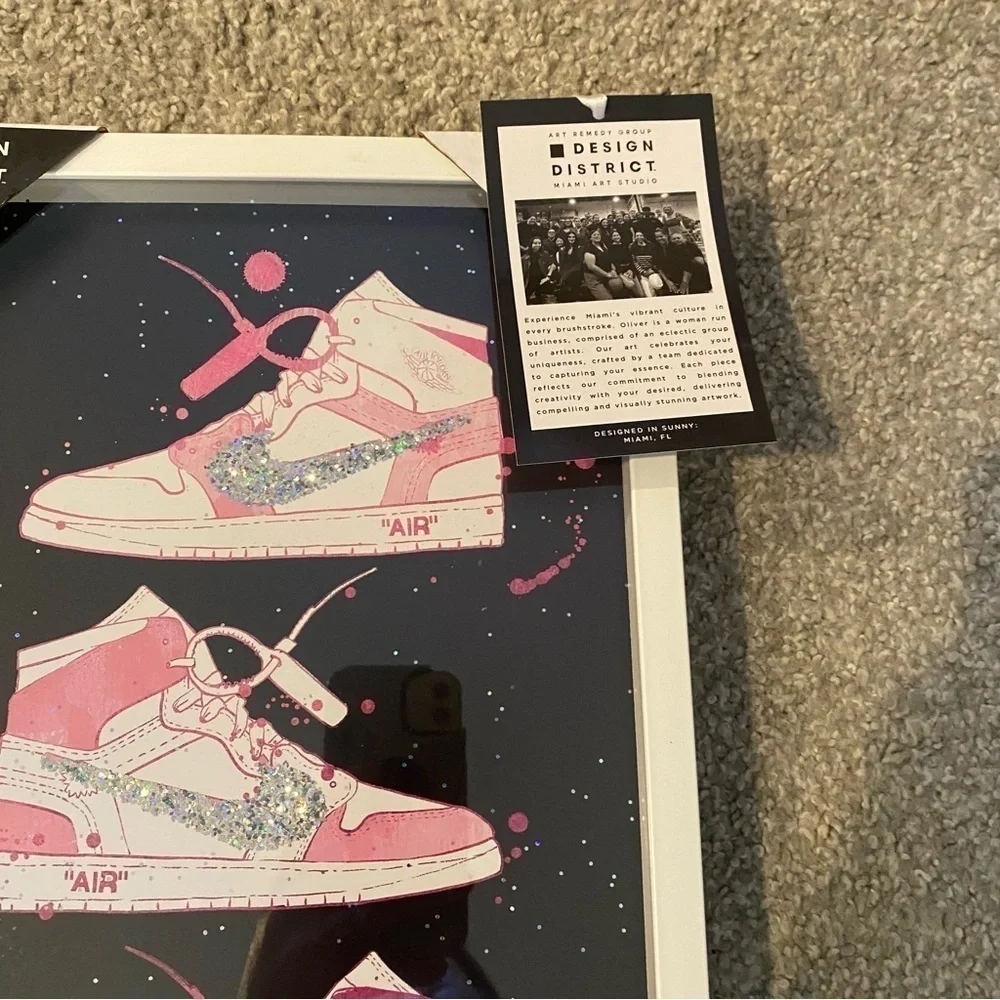 Nike Air Force One Framed Poster Art NEW Pink Glitter Girl Room Decor Wall